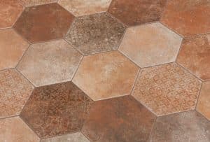 Hexagon vloer en wandtegel Pompei marron decor 20×24 (2)