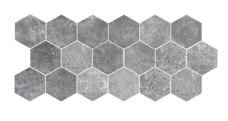 Hexagon wandtegel Pompei grijs decor 20×24 H