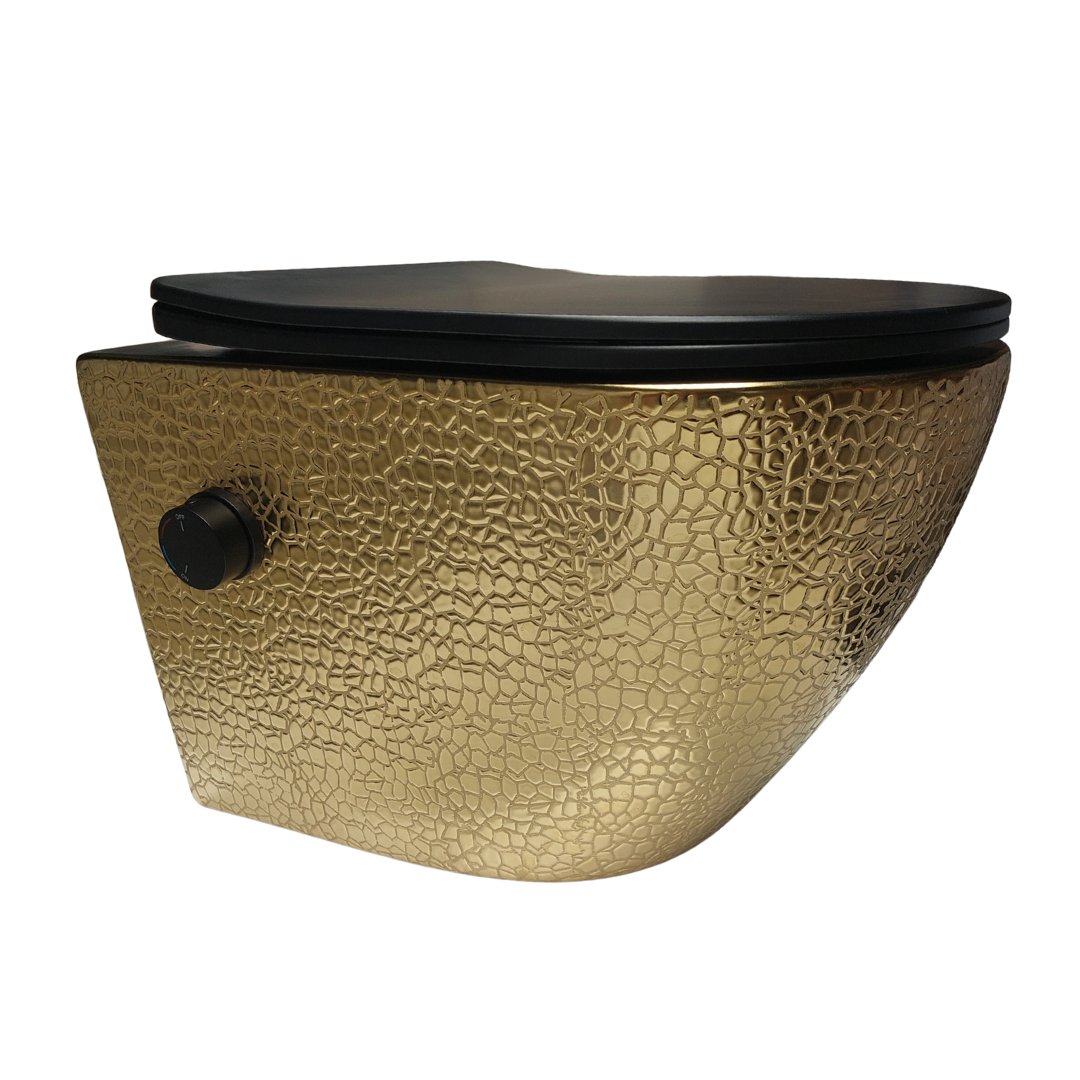 Delivo Livorno Croco bidet toilet goud rimfree met softclose zitting zwart (2)