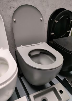 Hangtoilet mat grijs