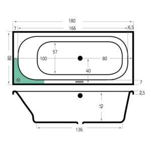 Xenz Aruba bubbelbad 180×80 cm met RB2 whirlpool wit Xenz Aruba bubbelbad 180×80 cm met RB2 whirlpool wit