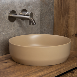 Sanisense Toscane waskom rond incl clickwaste mat zand beige 39 cm