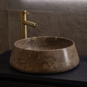 Sanisense waskom marmer Silver Travertin 41 cm - Sanisense waskom marmer Silver Travertin 41 cm