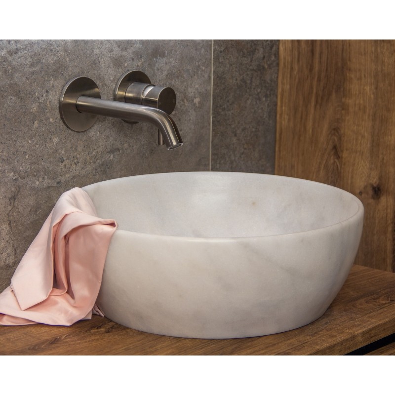 Sanisense waskom marmer rond Imperial White 40,5 cm