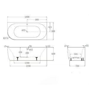 Welden Lina half vrijstaand hoekbad rechts 180×80 cm wit