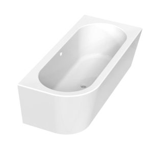 Xenz Charley half vrijstaand hoekbad 165×75 cm rechts wit met ronde overloop (2)