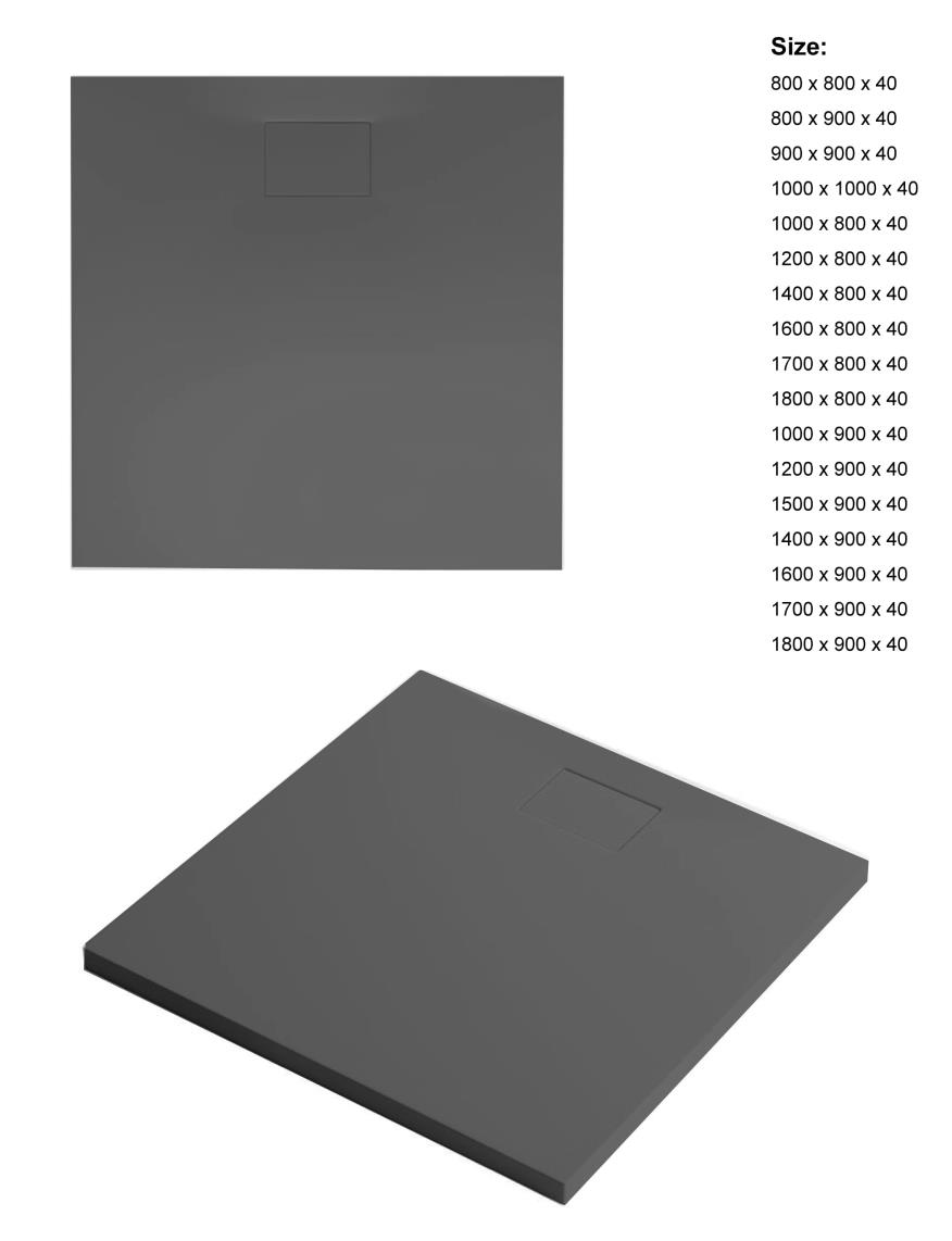 Xenz Flat Zero 140x90 douchevloer antraciet