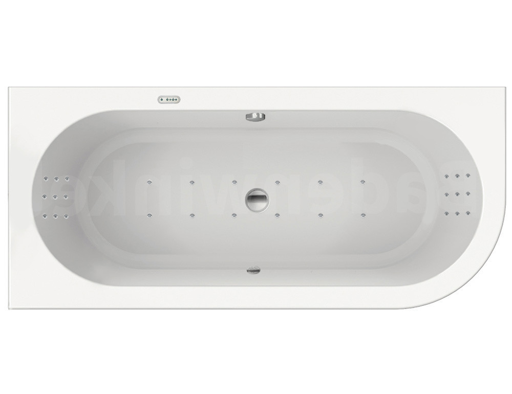 Xenz Charley half vrijstaand bubbelbad 180×80 cm links met RB2v whirlpool mat wit