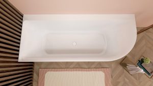 Wiesbaden Zenn half vrijstaand hoekbad 180×80 cm links wit