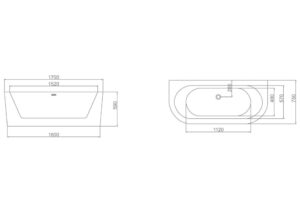 Sanisense Base half vrijstaand bad 170×75 cm wit