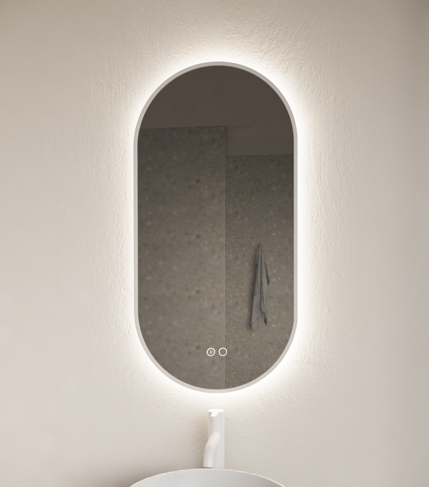 Gliss Design Aura badkamer spiegel mat wit 50×100 cm