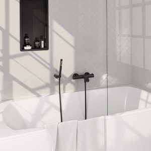 Brauer Black Edition thermostatische badkraan mat zwart set 2