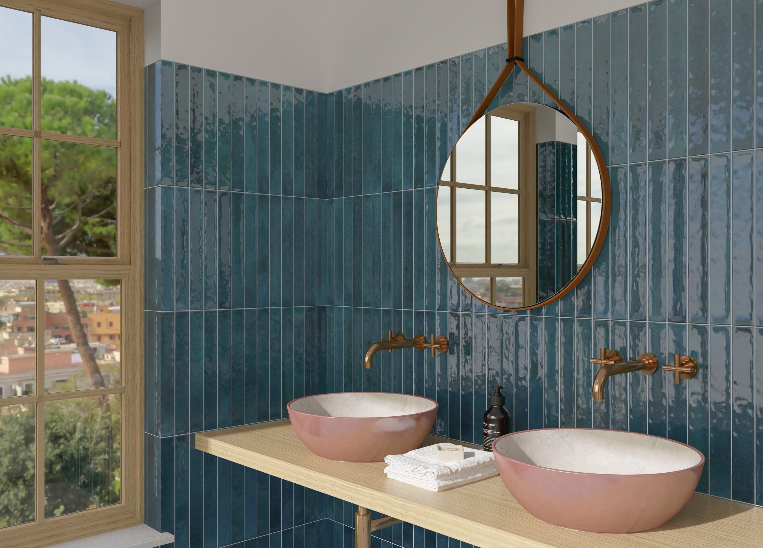 Voorbeeldtegel wandtegel Roma 5×40 rose
