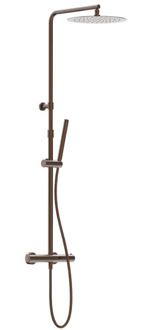 Xenz Duero regendouche 30 cm thermostatisch telescopisch brons PVD - Xenz Duero regendouche 30 cm thermostatisch telescopisch brons PVD (1)