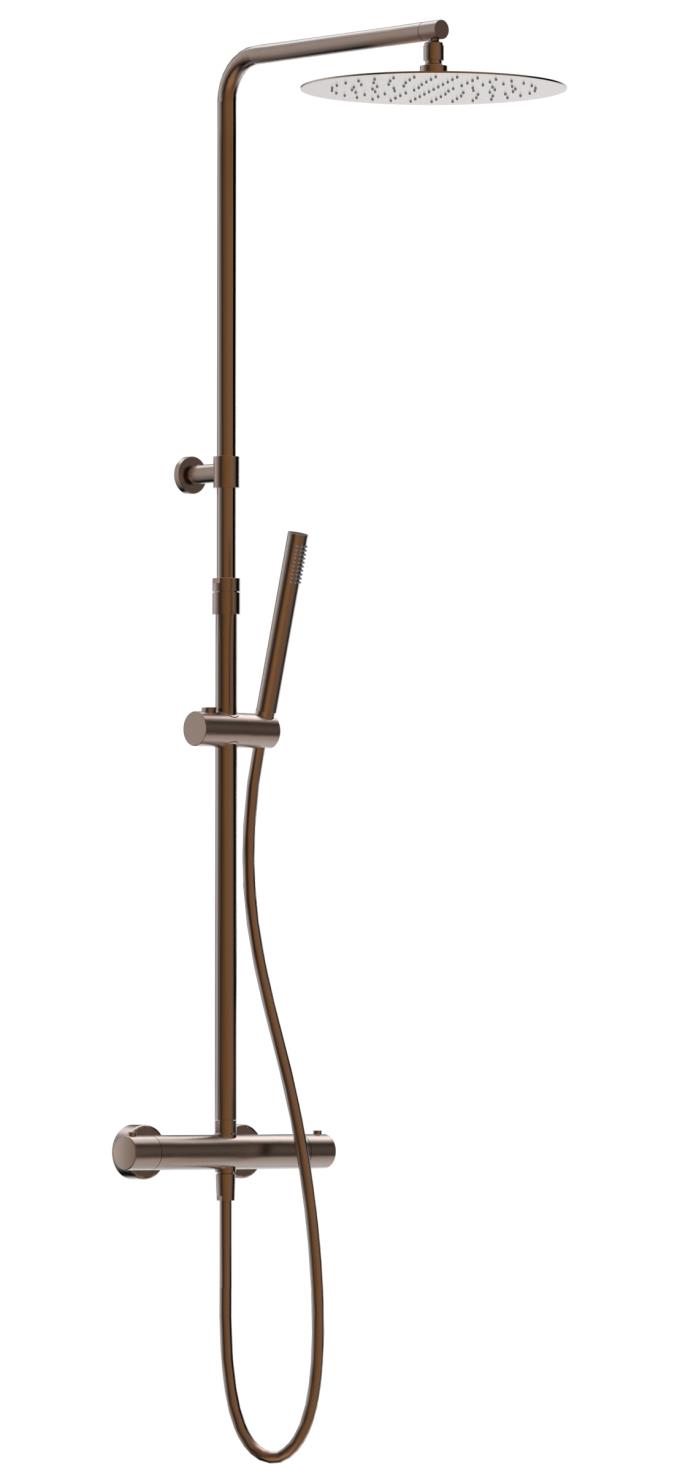 Xenz Duero regendouche 30 cm thermostatisch telescopisch brons PVD
