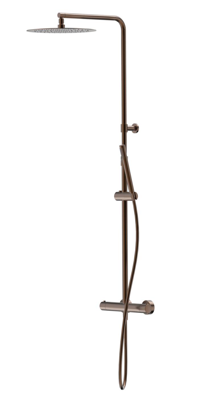 Xenz Duero regendouche 30 cm thermostatisch telescopisch brons PVD