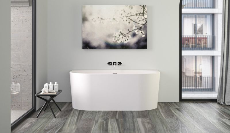 Xenz Zara 155×80 cm half vrijstaand bad mat wit