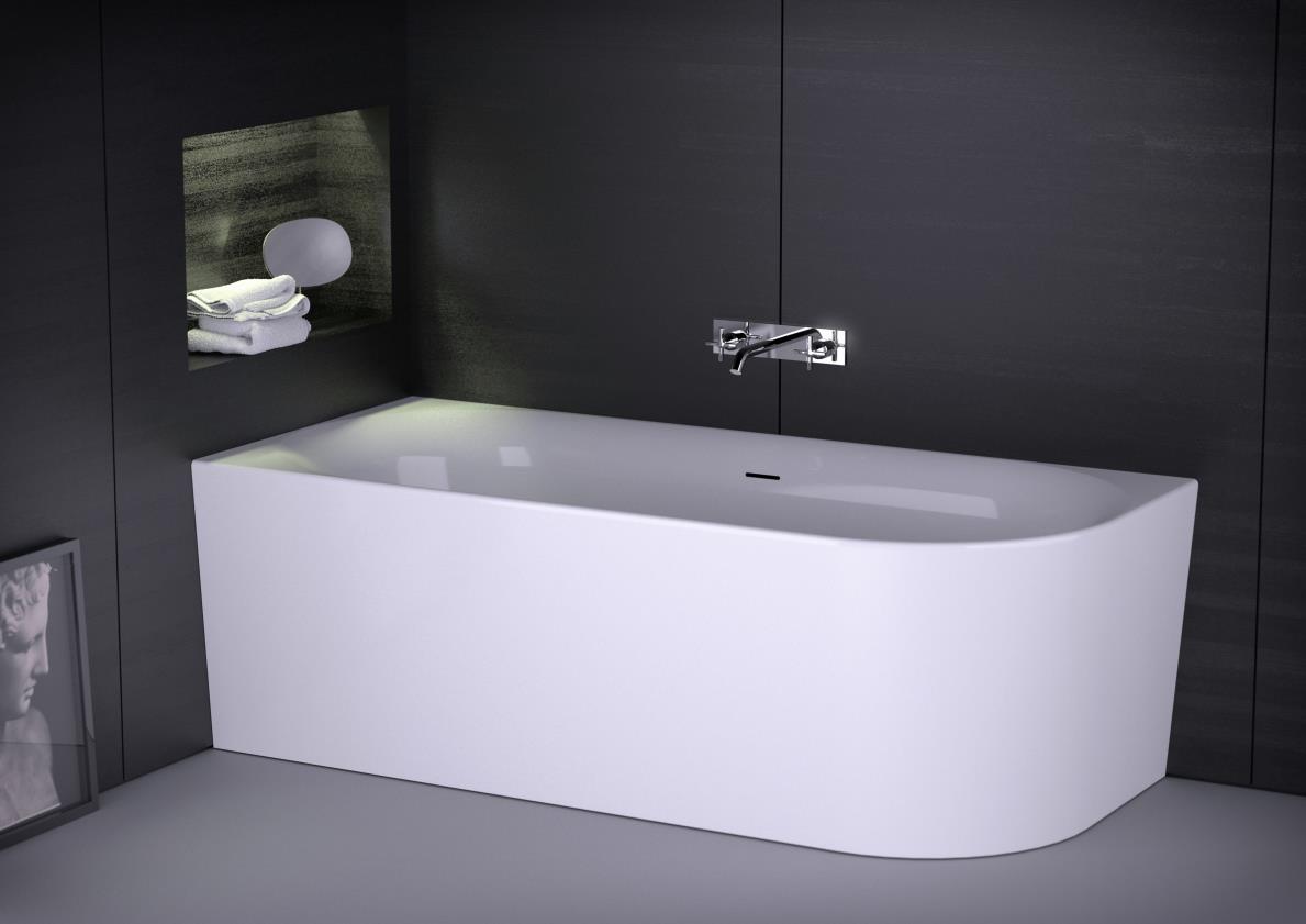 Xenz Zara 180×80 cm half vrijstaand hoekbad links glans wit