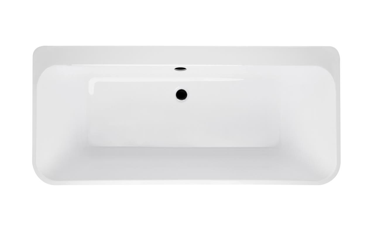Xenz Shari 170x75 cm half vrijstaand bad mat zwart met ronde overloop