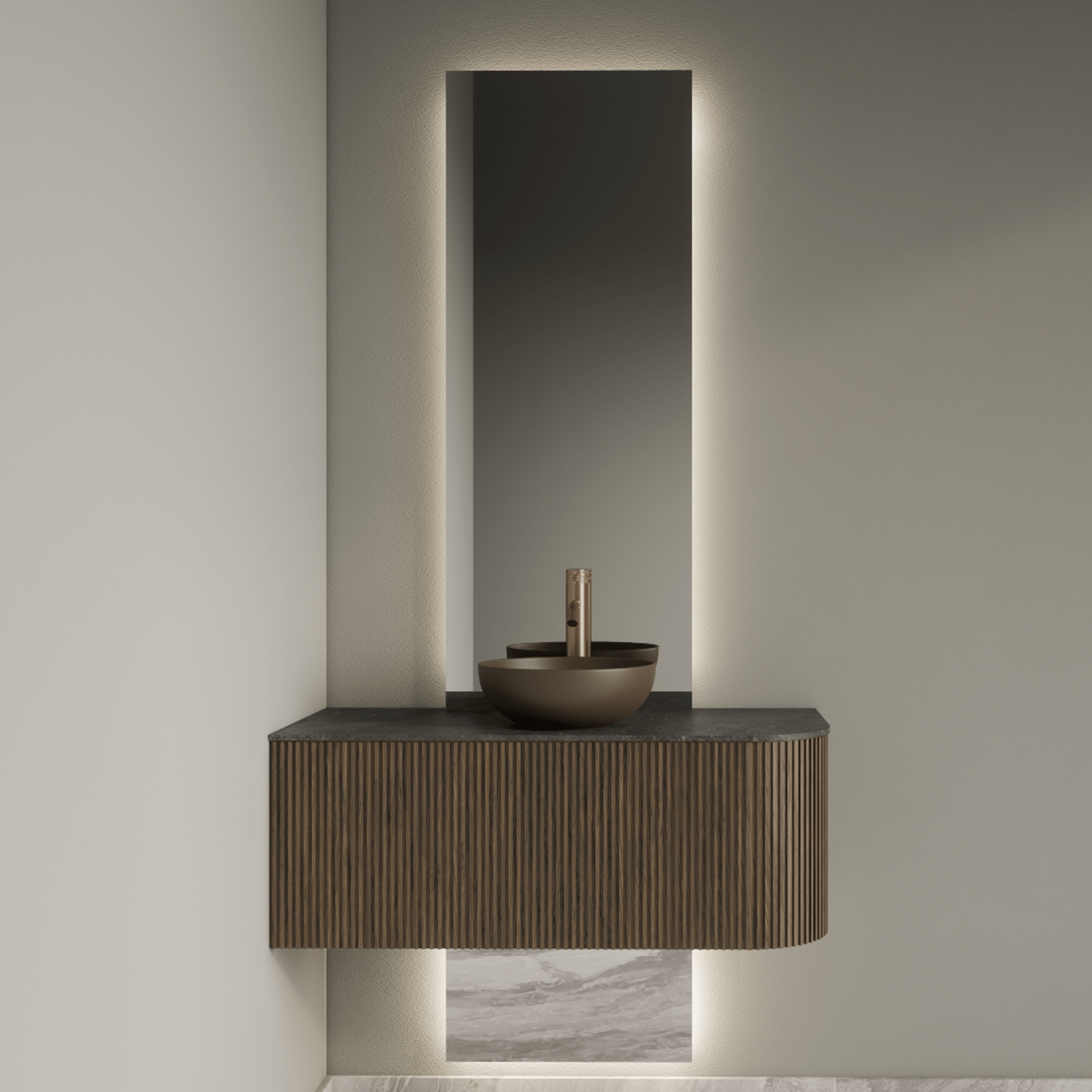 Gliss Design Celeste badkamer spiegel 40x120 + 40x25 cm