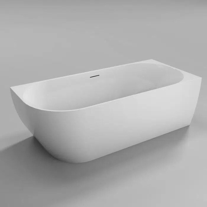 Sanisense Pluto half vrijstaand bad rechts 180×80 cm mat wit