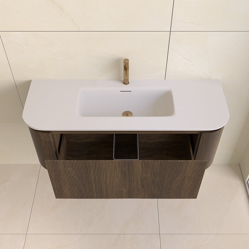 Sanisense Villena wastafelmeubel 120 cm eiken gefineerd met solid surface wastafel (kopie)