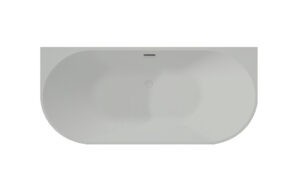 Xenz Milan 170x75 cm half vrijstaand bad mat cement met sleuf overloop - Xenz Milan cement half vrijstaand bad