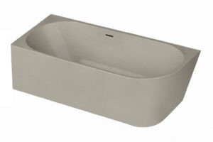 Xenz Milan 180x80 cm half vrijstaand hoekbad links mat zand met sleuf overloop - Xenz Milan mat zand links H