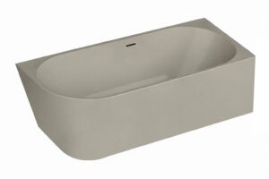 Xenz Milan 180x80 cm half vrijstaand hoekbad links mat zand met sleuf overloop - Xenz Milan mat zand rechts H