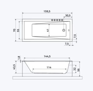 Xenz Jamaica inbouw bad 160×70 cm wit