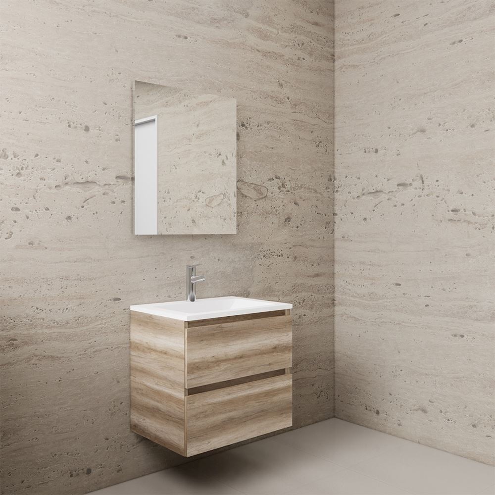 Gliss Design wastafelmeubel 60 cm Artisan Oak met wastafel glans wit