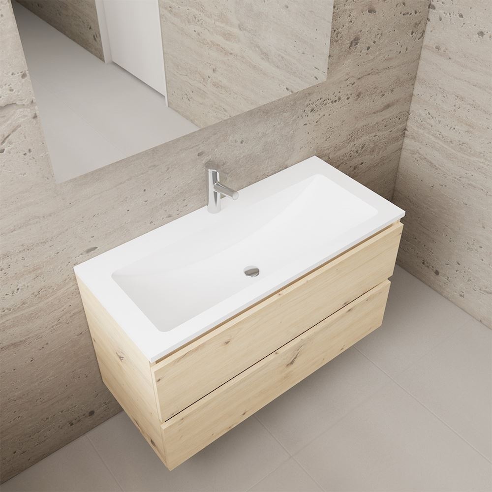 Gliss Design wastafelmeubel 100 cm Artisan Oak met wastafel wit (3)