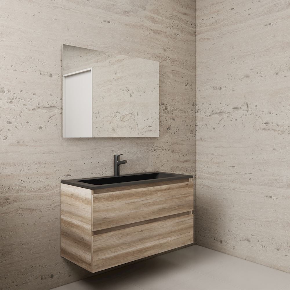 Gliss Design wastafelmeubel 100 cm Canyon Oak met wastafel mat zwart (3)