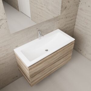Gliss Design wastafelmeubel 100 cm Canyon Oak met wastafel wit (1)
