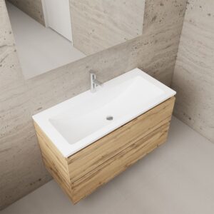 Gliss Design wastafelmeubel 100 cm Dakota Oak met wastafel wit (1)