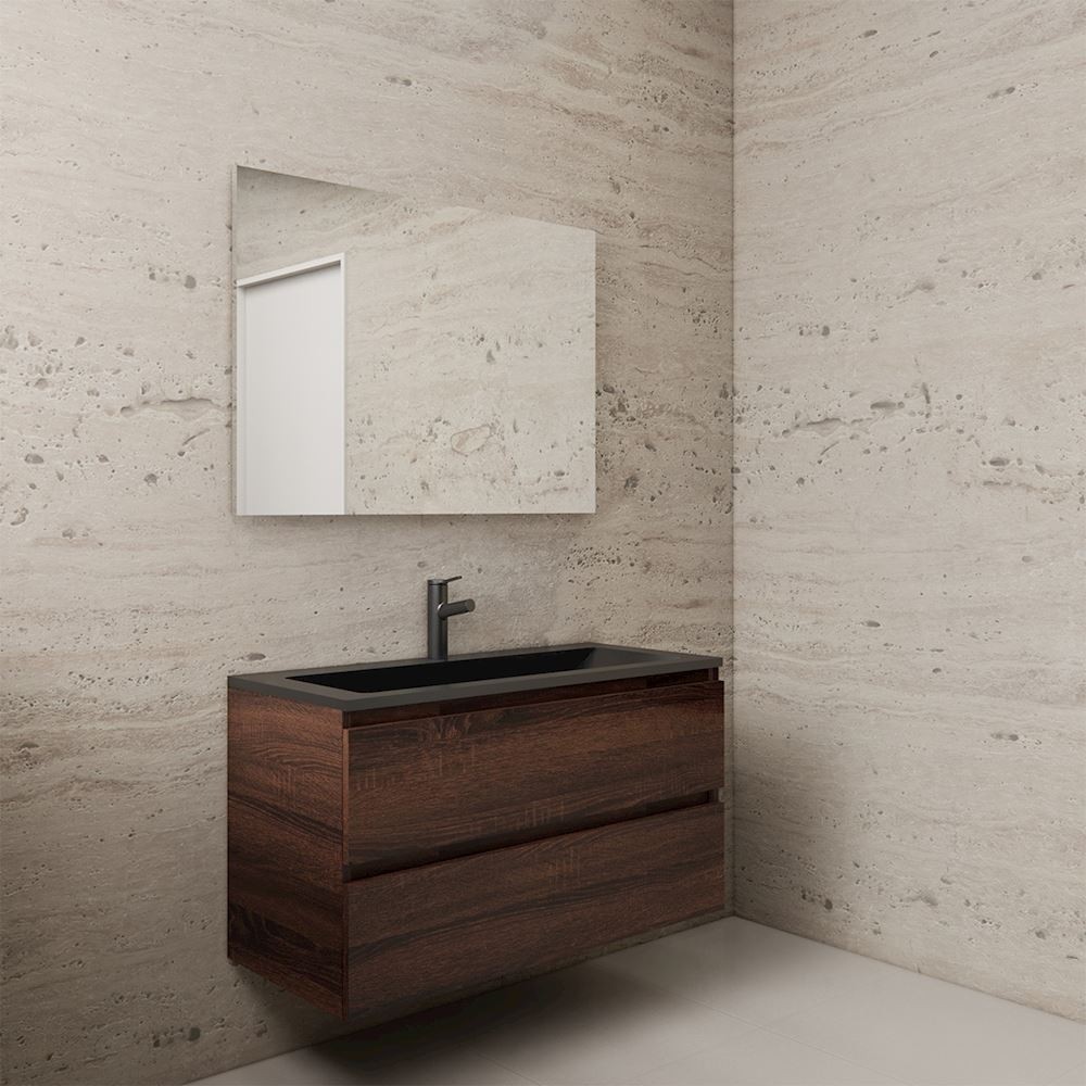 Gliss Design wastafelmeubel 100 cm Sonoma Choco met wastafel mat zwart (3)