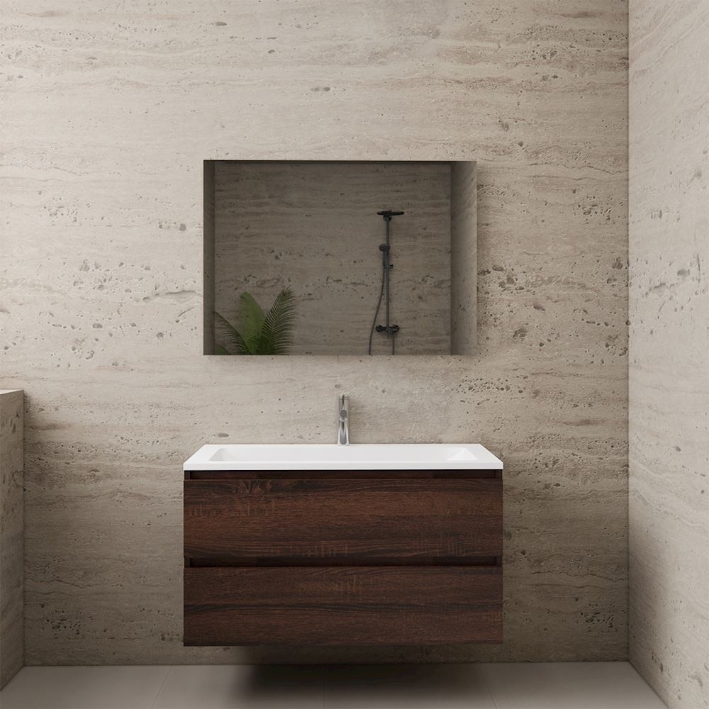 Gliss Design wastafelmeubel 100 cm Sonoma Choco met wastafel glans wit