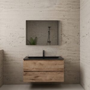 Gliss Design wastafelmeubel 100 cm Wellington Oak met wastafel mat zwart (2)