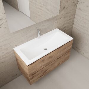 Gliss Design wastafelmeubel 100 cm Wellington Oak met wastafel wit (1)