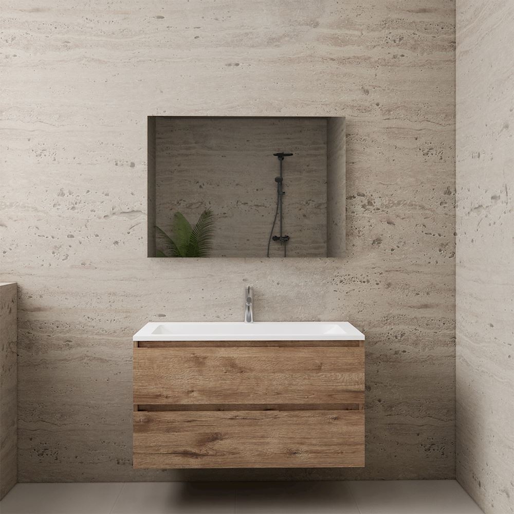 Gliss Design wastafelmeubel 100 cm Wellington Oak met wastafel glans wit