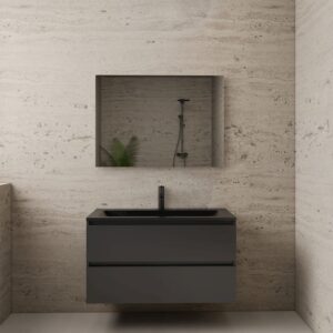 Gliss Design wastafelmeubel 100 cm antraciet hoogglans met wastafel mat zwart (3)
