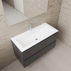 Gliss Design wastafelmeubel 100 cm antraciet hoogglans met wastafel wit (1)