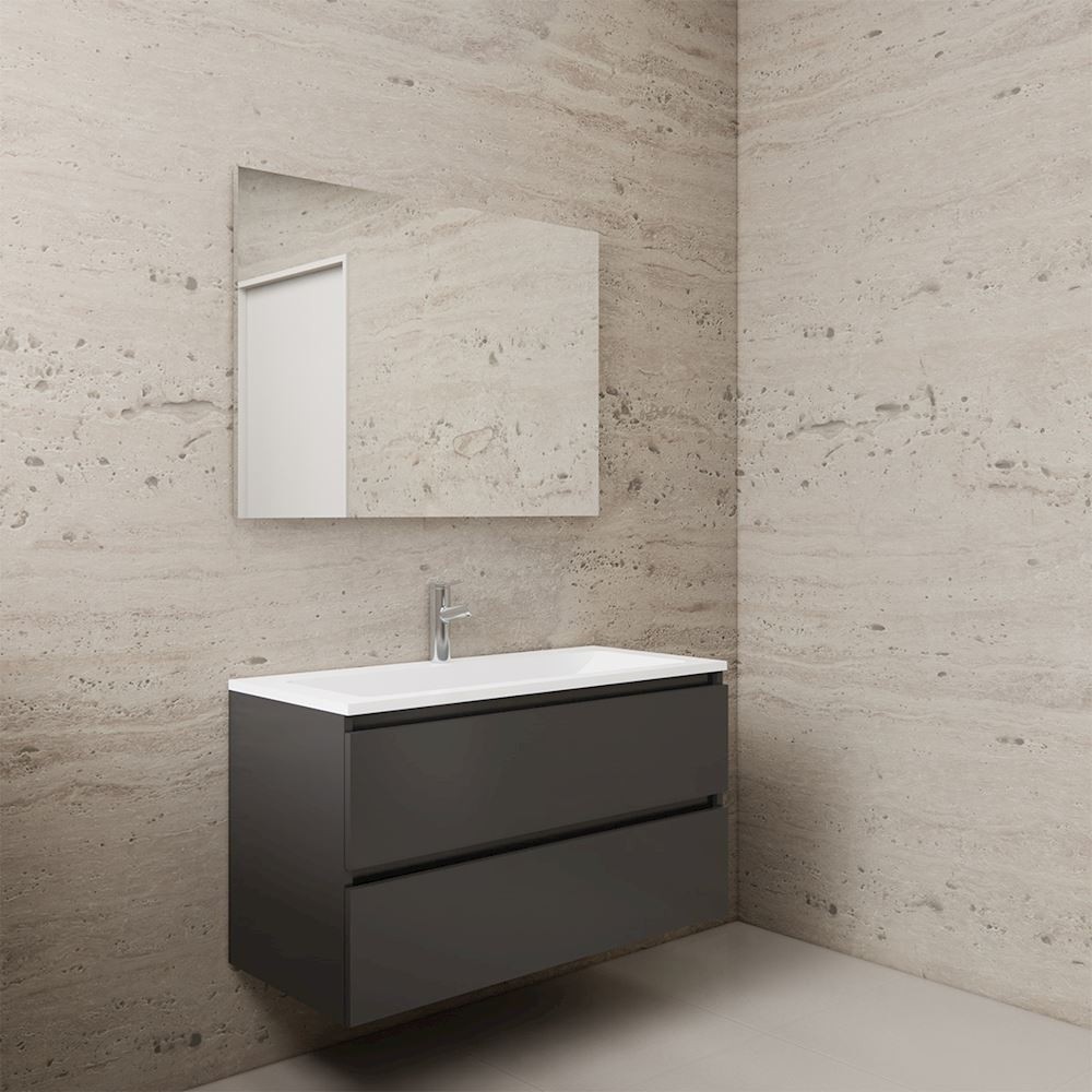 Gliss Design wastafelmeubel 100 cm antraciet hoogglans met wastafel wit (3)