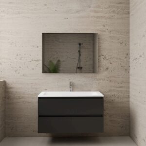 Gliss Design wastafelmeubel 100 cm wit hoogglans met wastafel mat zwart - Gliss Design wastafelmeubel 100 cm mat zwart met wastafel wit (2)