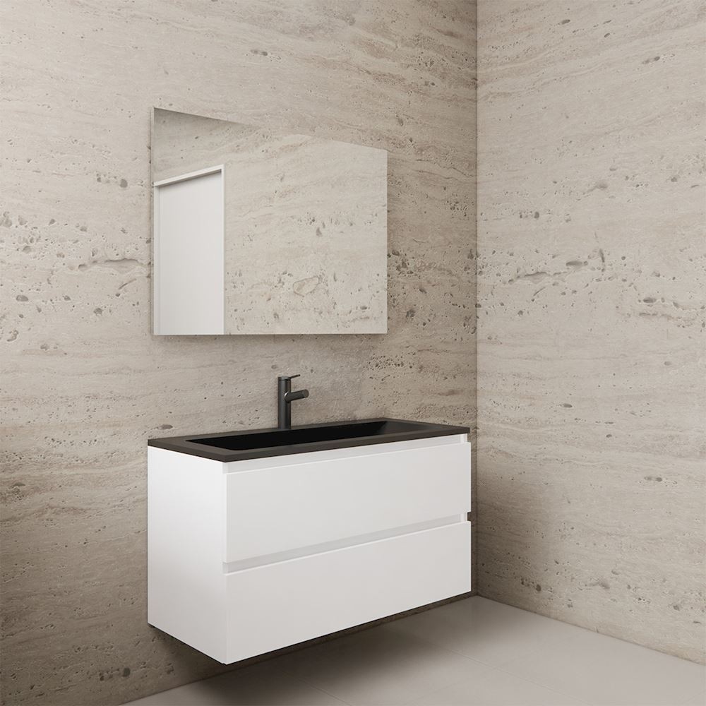 Gliss Design wastafelmeubel 80 cm Wellington Oak met wastafel mat zwart