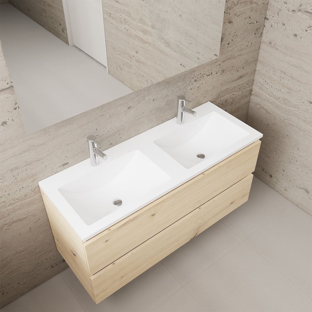 Gliss Design wastafelmeubel 120 cm Artisan Oak met wastafel wit (1)