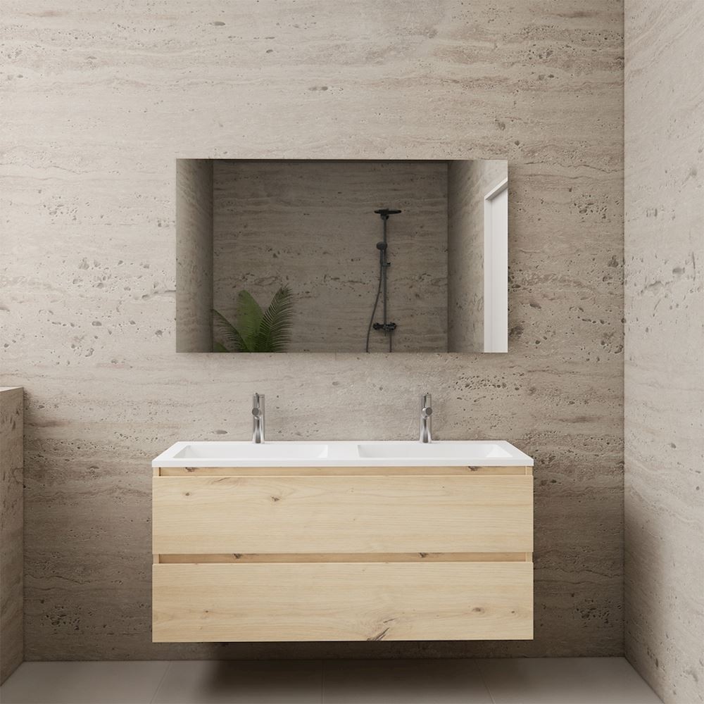 Gliss Design wastafelmeubel 120 cm Artisan Oak met wastafel mat wit