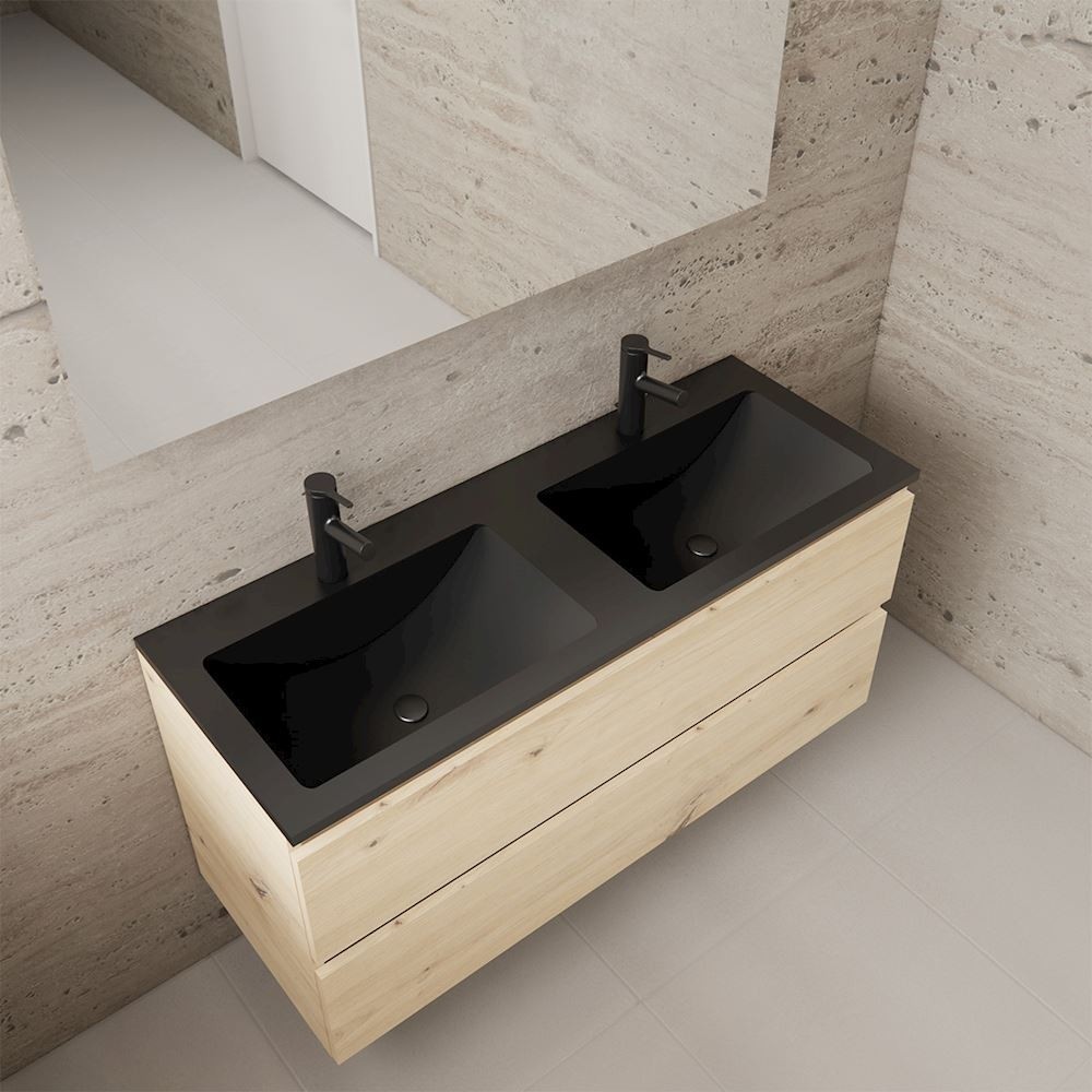Gliss Design wastafelmeubel 120 cm Artisan Oak met wastafel zwart (1)