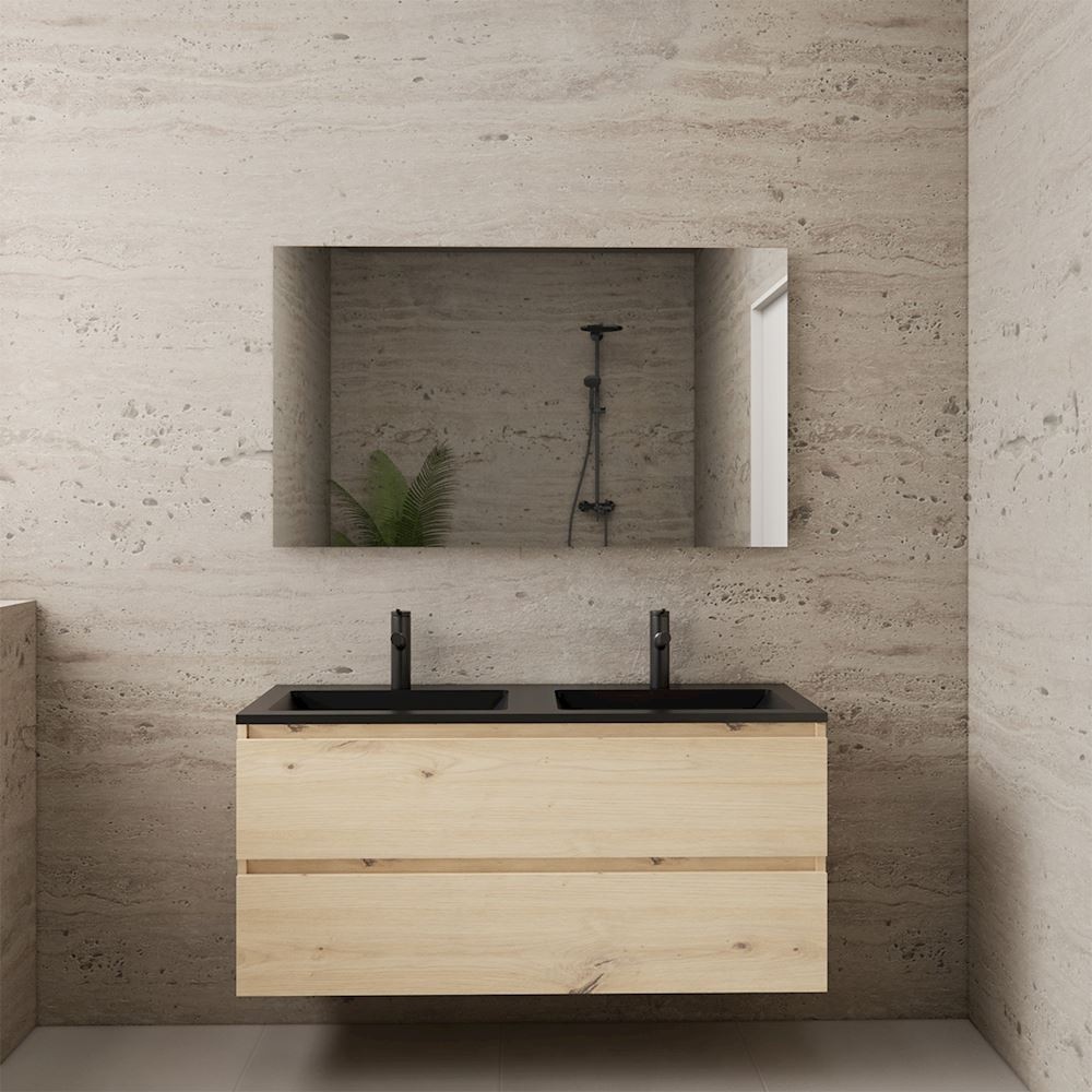 Gliss Design wastafelmeubel 120 cm Artisan Oak met wastafel mat zwart