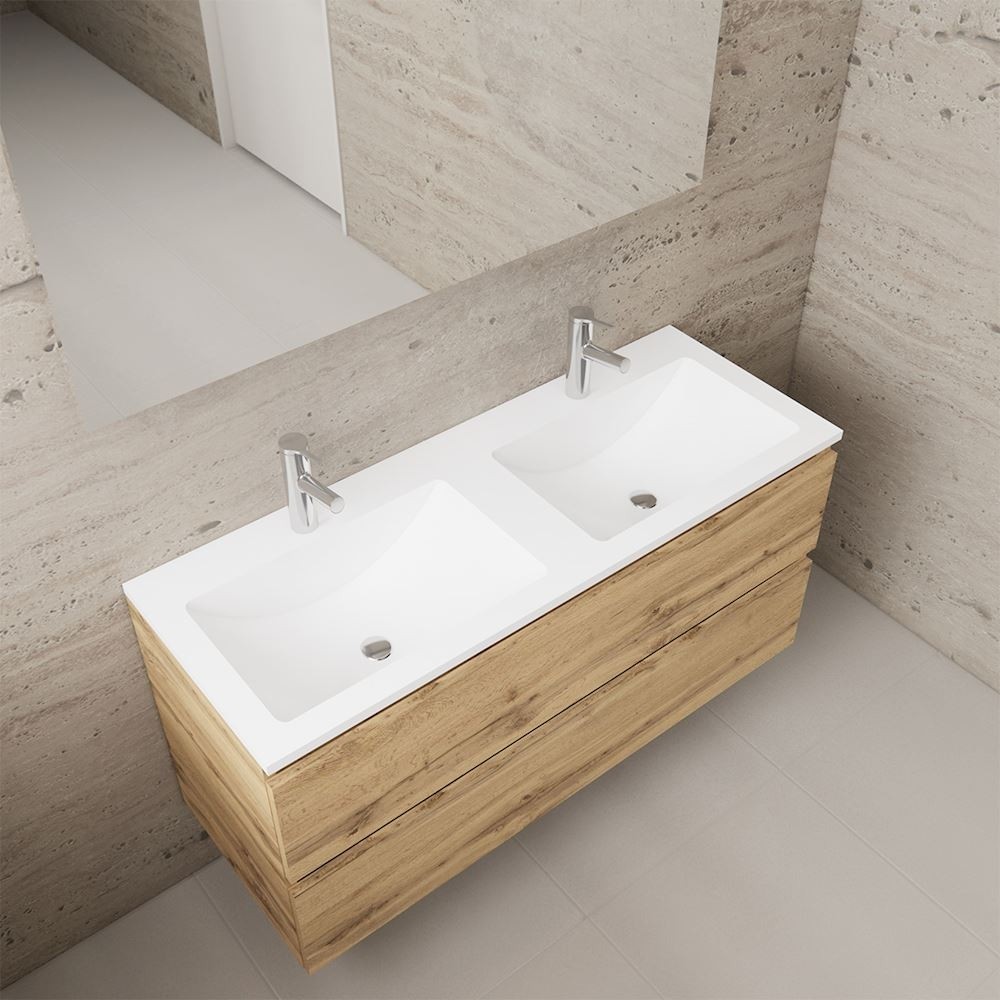 Gliss Design wastafelmeubel 120 cm Dakota Oak met wastafel wit (1)